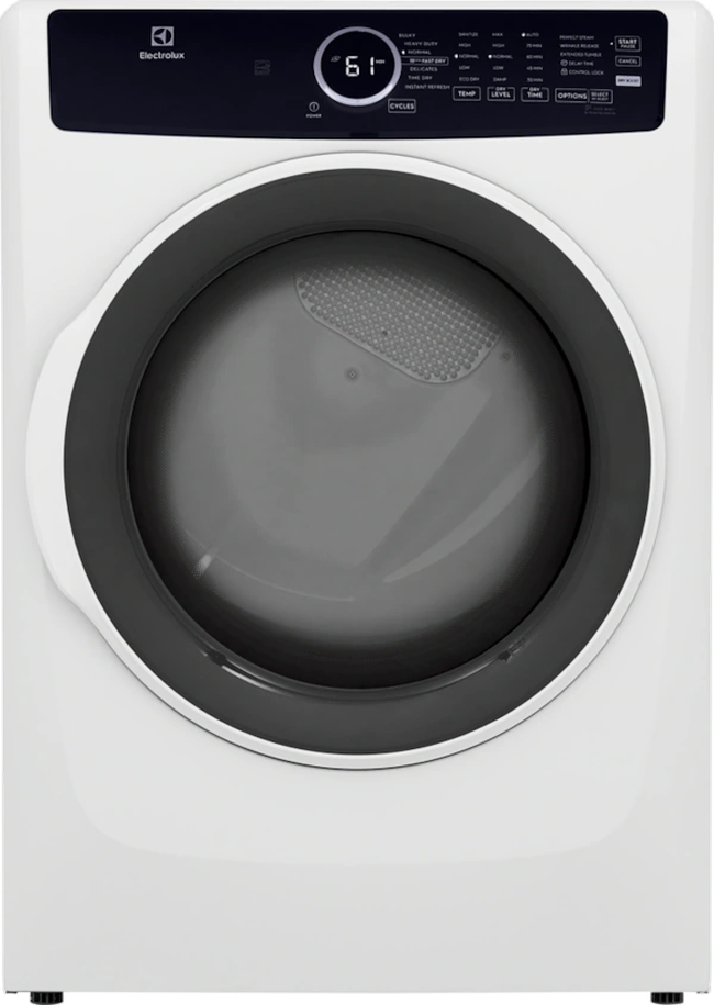 Electrolux 27 Inch Front Load Perfect Steam(TM) Electric Dryer with 8.0 Cu. Ft. Capacity, 7 Dry Cycles, Moisture Sensor, Instant Refresh - White