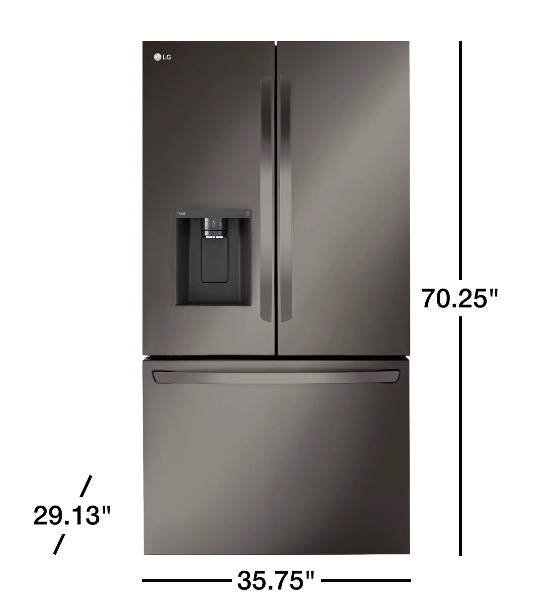 LG 26 cu. ft. Counter Depth MAX Refrigerator with LED Lighting, Adjustable Shelves and Bins - Black SS