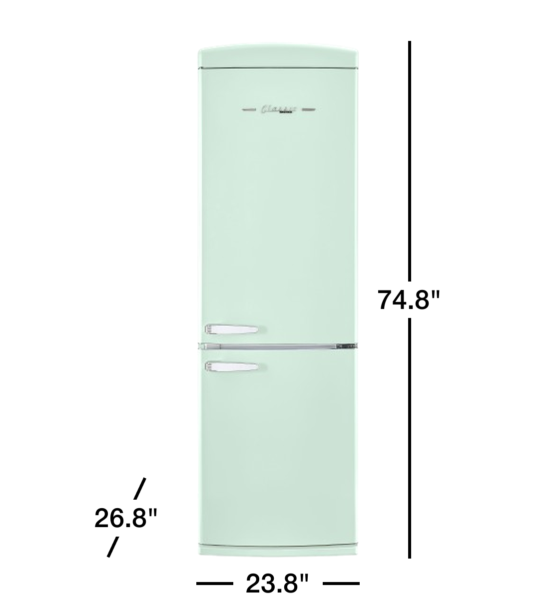 Unique Appliances Classic Retro 12 cu. ft. Bottom Freezer Refrigerator in Summer Mint Green