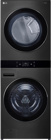 LG WashTower Stacked SMART Laundry Center 5.0 Cu.Ft. Front Load Washer & 7.4 Cu.Ft. Gas Dryer - Black Steel