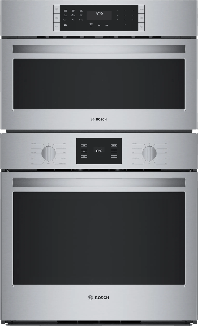 Bosch 500 Series 30'' Double Microwave Combination Oven with Convection Oven, Self Clean and Sabbath Mode in Stainless Steel