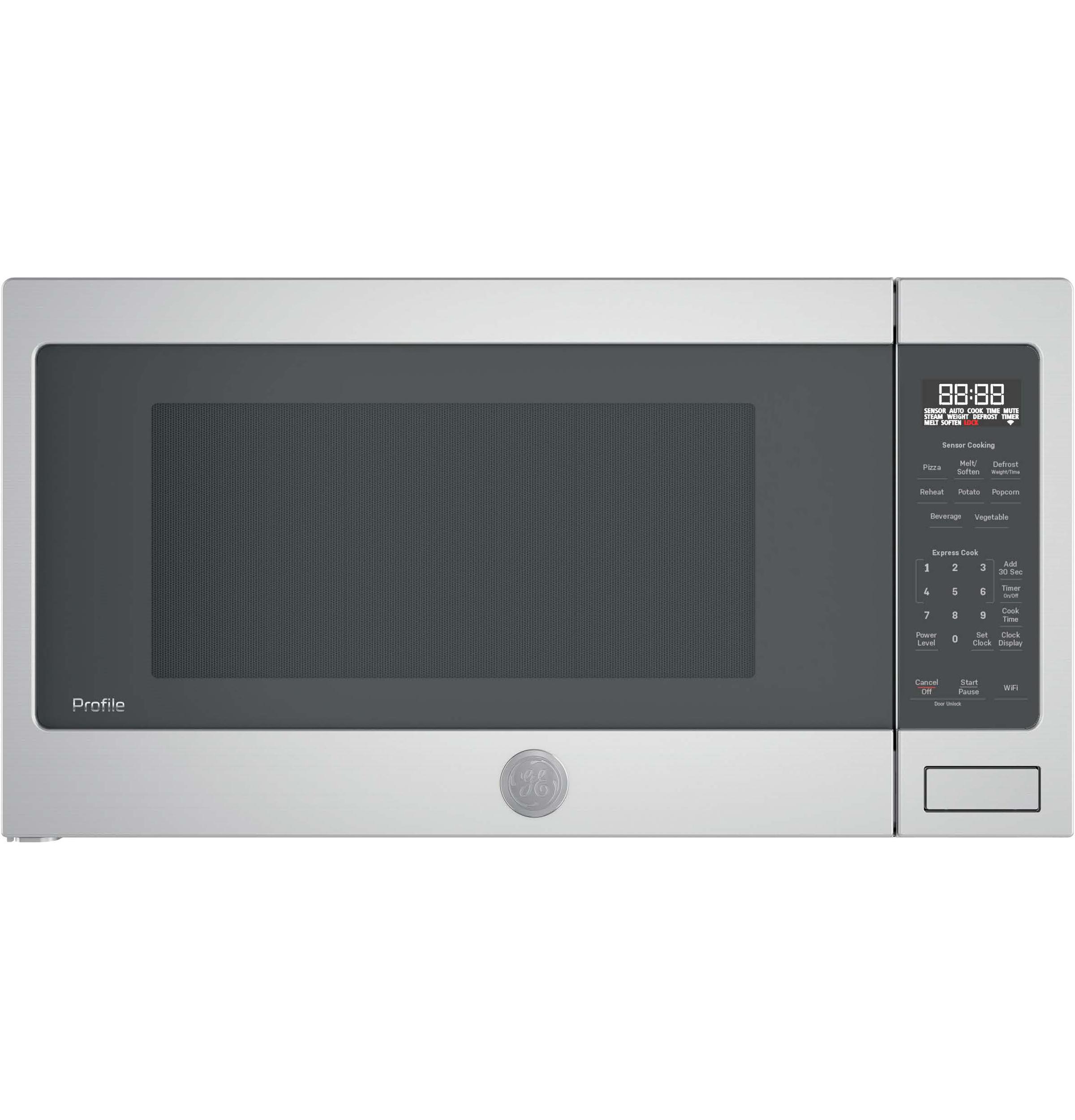 GE Profile 2.2 cu. ft. Countertop Smart Microwave Oven with 1,100 Watts, Sensor Cooking, Express Cook, Weight & Time Defrost, WiFi Connect, Glass Turntable, and ADA Compliant - Stainless Steel